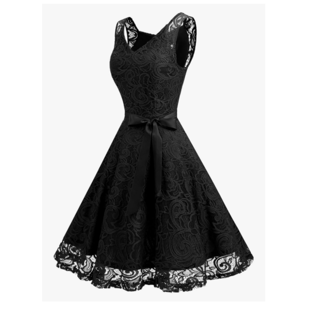 Elegant Black Lace Wedding Dress
